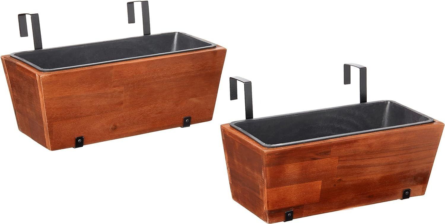Amazon Aware Acacia Wood 18" Rectangular Planter 2-Pack - Brown - Excellent
