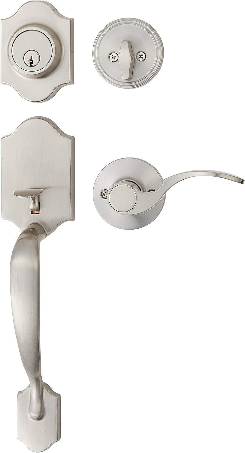 Amazon Basics Handleset Shelby Lever Single Cylinder ZIQ50S10 - Satin Nickel - Excellent