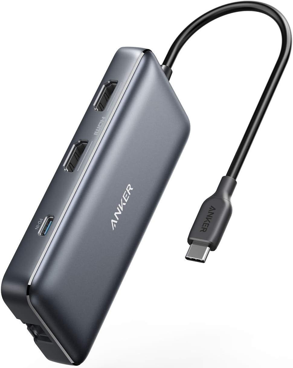Anker  553 USB-C Hub (8-in-1) Dual 4K HDMI USB C to USB Adapter - Grey - Excellent