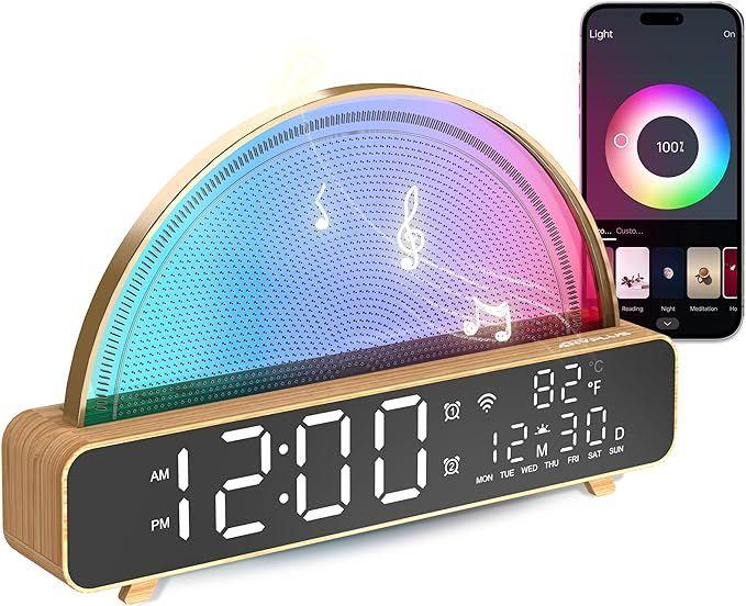 Anyplus Noise Sound Machine Sunrise Alarm Clock RCNZYY01 - Gold/Wood - Excellent