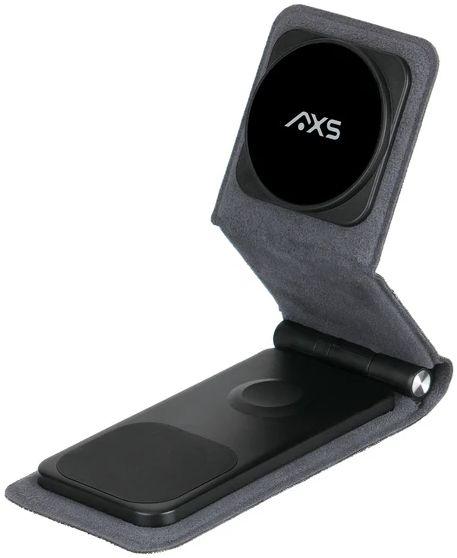 AXS  3-in-1 Portable Magnetic Wireless Charger Stand (AXPWCB) - Grey/Black - Excellent