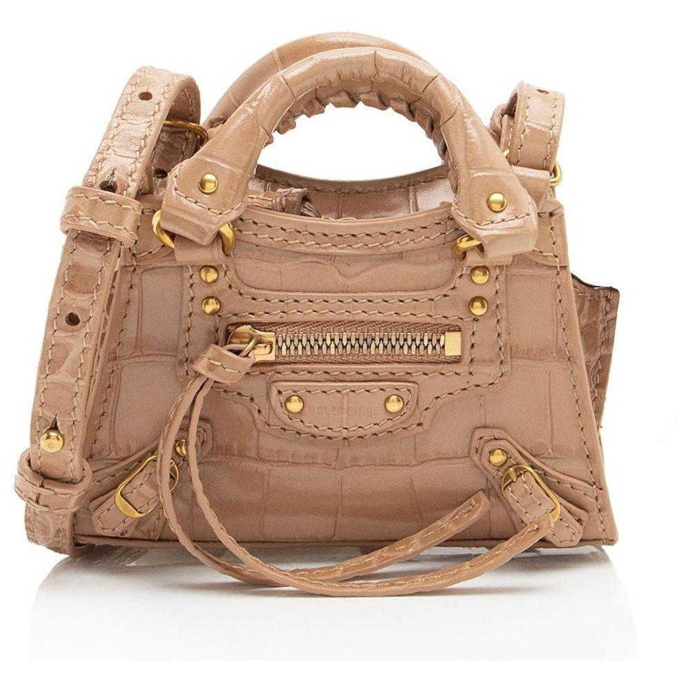 Balenciaga Croc Embossed Neo Classic City Super Nano Crossbody - Beige - Embossed Leather - Excellent