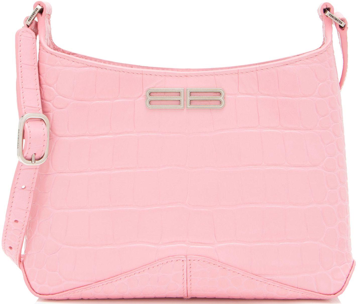 Balenciaga Shiny Croc Embossed Calfskin XX Small Shoulder Bag - Pink - Croc Embossed Calfskin - Excellent