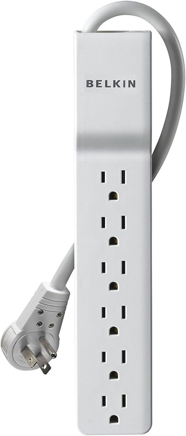 Belkin  6 Outlets Home/Office SlimLine Surge Suppressor - White - Excellent