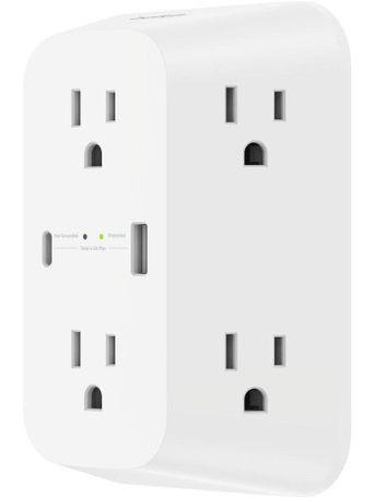 Belkin  6-Outlet Surge Protector Power Strip Wall-Mountable  - White - Excellent
