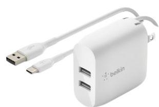 Belkin BoostCharge Dual USB-A Wall Charger 24W + USB-A to USB-C cable