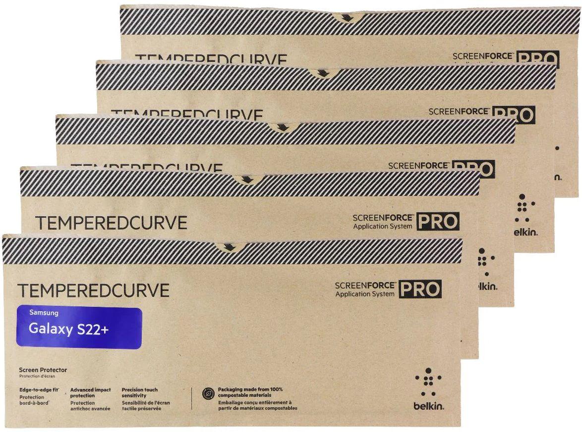 Belkin ScreenForce Pro TemperedCurve Screen Protector for Galaxy S22+ (5-Pack)