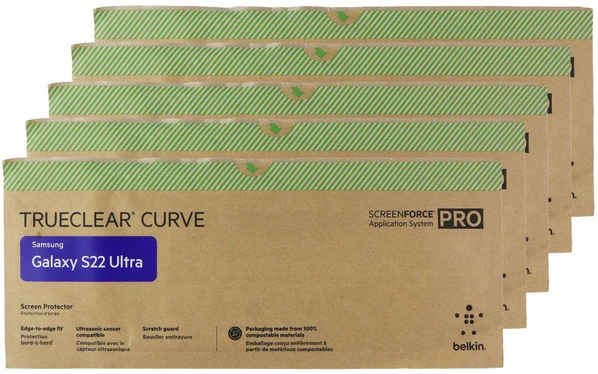 Belkin ScreenForce Pro TrueClear Curve for Galaxy S22 Ultra (5-Pack)