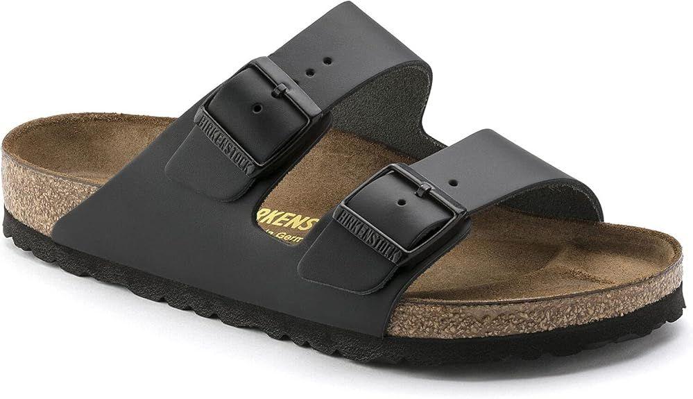 Birkenstock Arizona Soft Footbed Natural Leather Narrow Fit Unisex Sandals - Black - 11 - Excellent
