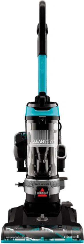 BISSELL 3676U CleanView Rewind Upright Vacuum Cleaner - Black with Electric Blue Accents - Excellent