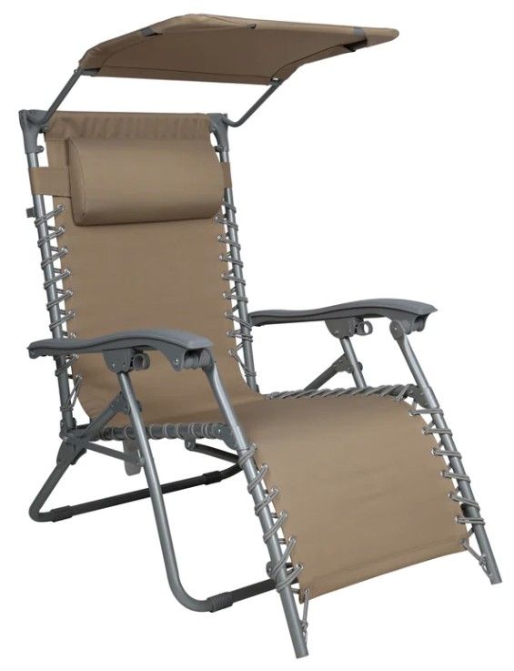 Bliss Hammocks 26" Gravity Free Beach Chair with Pillow and Canopy