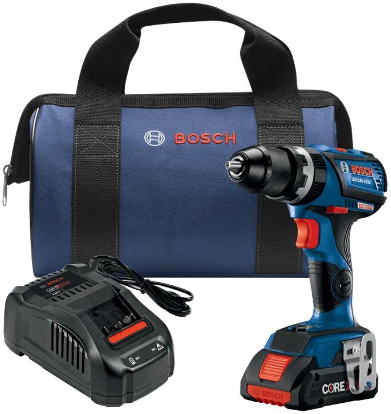 Bosch GSB18V-535CB15-RT 18V Lithium-Ion Brushless 1/2 in. Cordless Hammer Drill Driver Kit (4 Ah) - Blue/Black - Excellent
