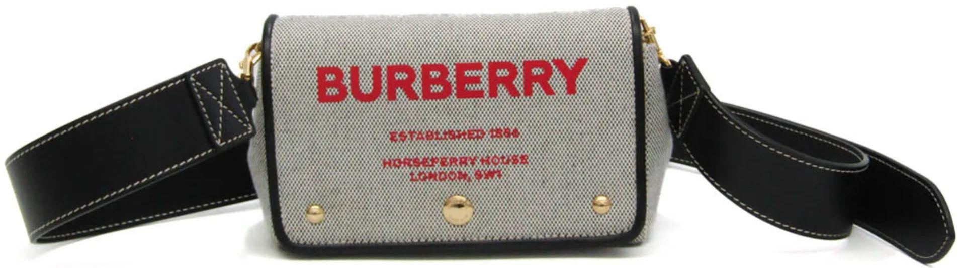 Burberry Canvas Leather Shoulder Bag - Black/Red - Canvas - Excellent