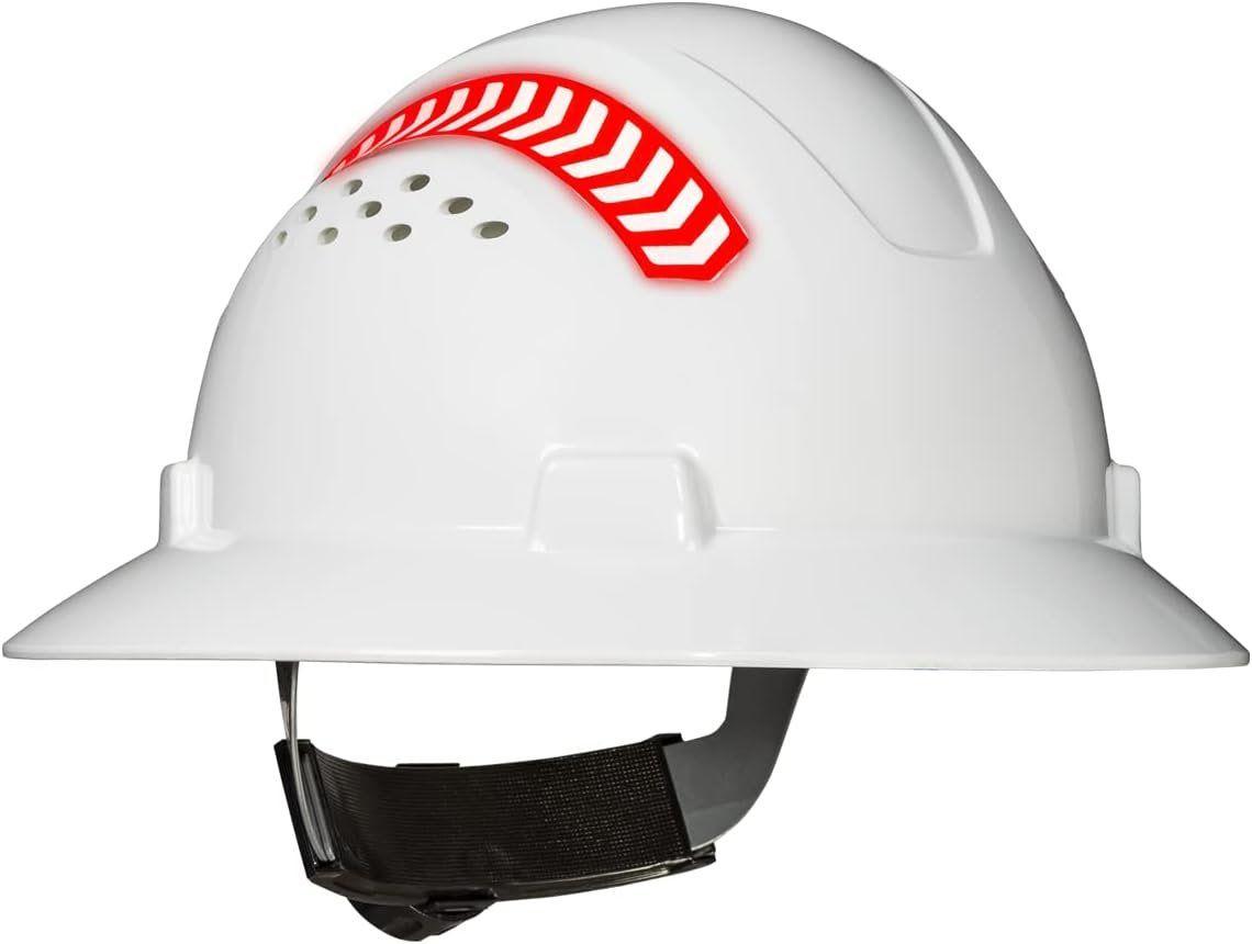 Coast  SH300 Full Brim Safety Hard Hat with LHS300 Rechargeable LED Lighted Helmet Strap - White - Premium