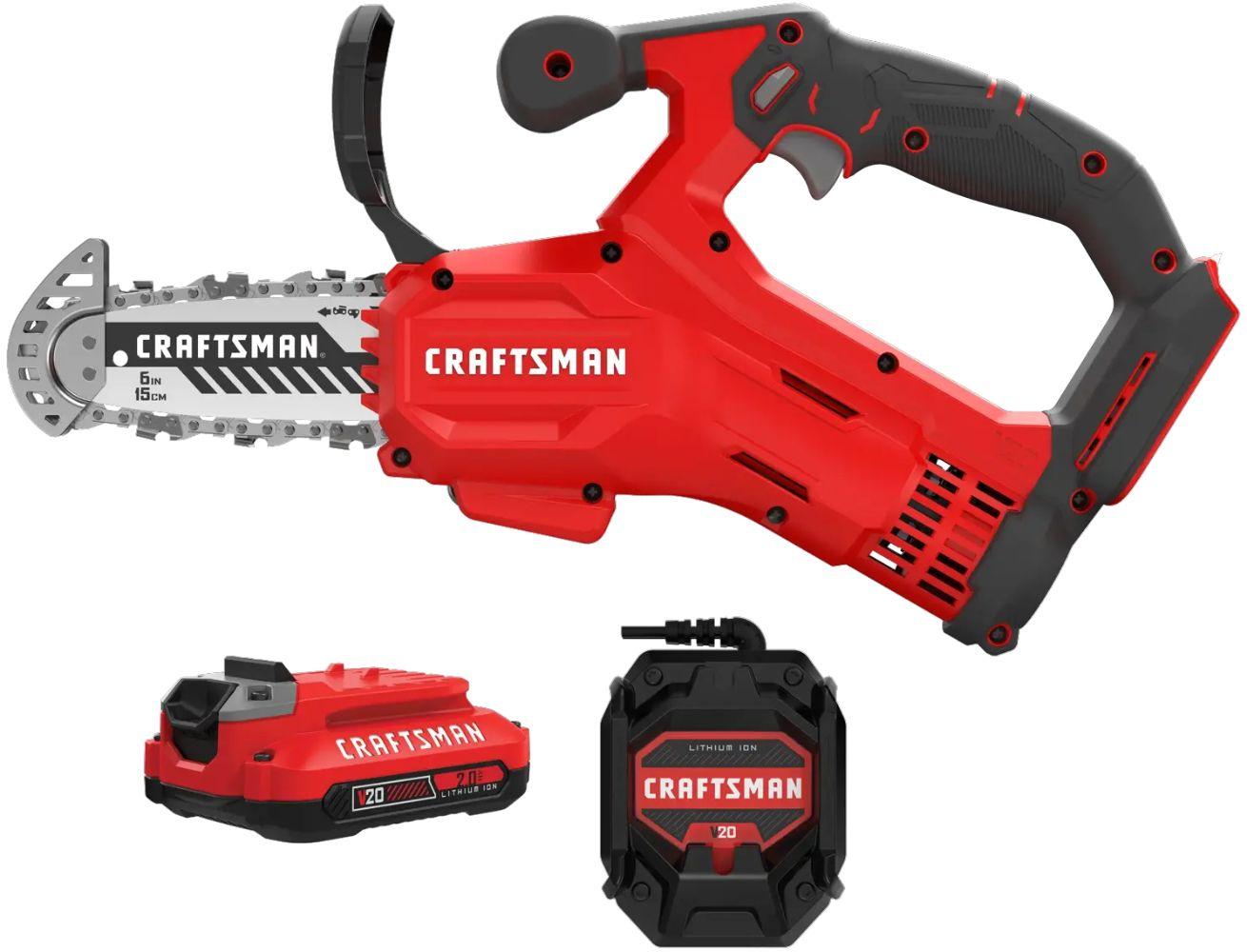 CRAFTSMAN CMCCS320D1-R V20* 6-inch Cordless Pruning Cordless Chainsaw Kit - Red - Excellent