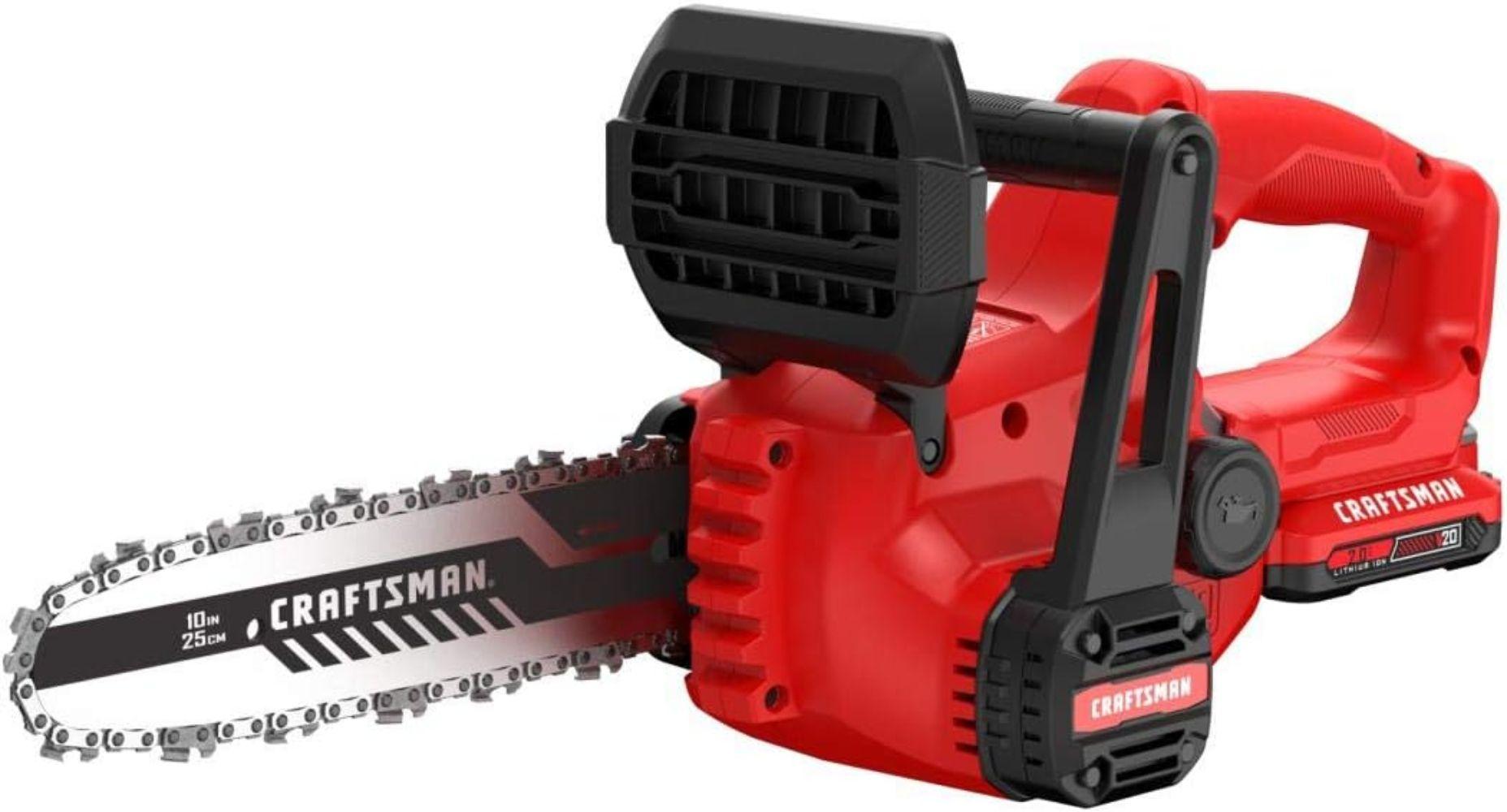 Craftsman CMCCS610D1R V20* Cordless 10 in. Chainsaw Kit (2.0Ah) - Red/Black - Excellent