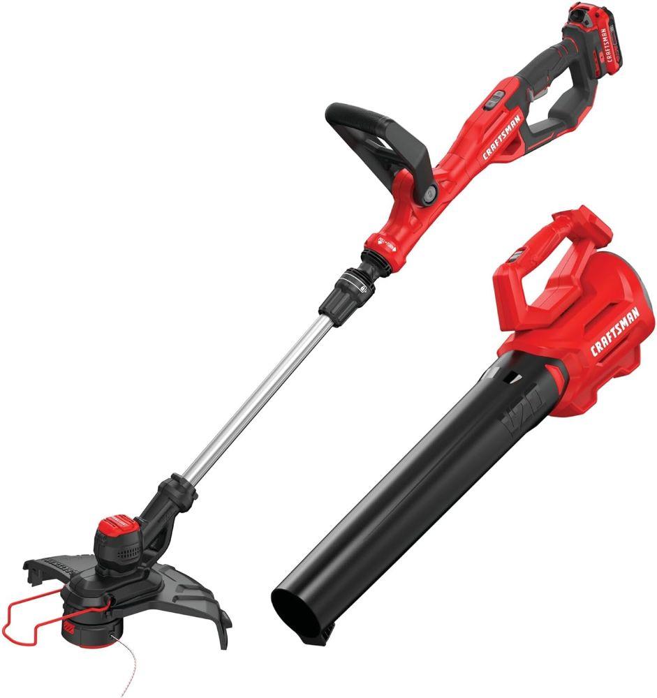 CRAFTSMAN  CMCK197D1-R V20 WEEDWACKER 13 in. String Trimmer and Axial Blower Combo Kit (2.0Ah) - Red - Excellent