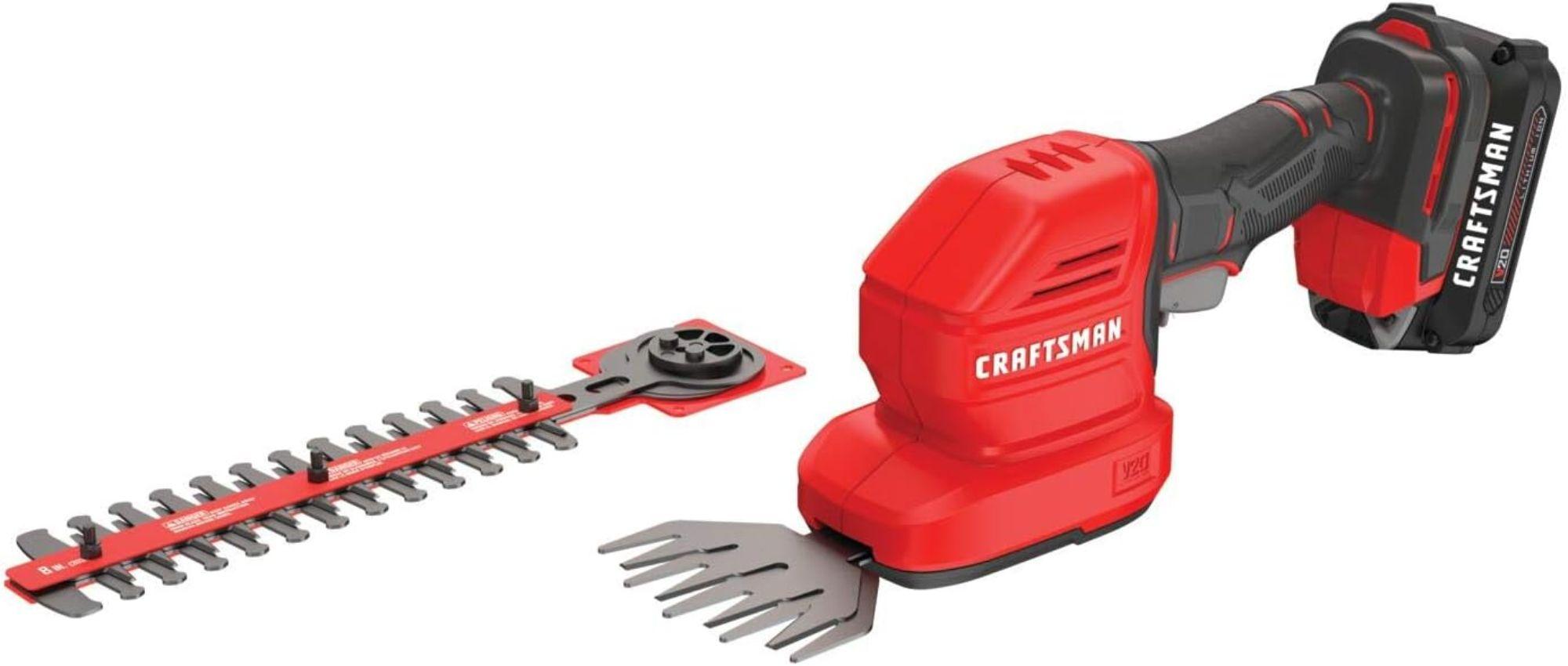 CRAFTSMAN  CMCSS800C1-R V20 8 in. Cordless 2-in-1 Hedge Trimmer and 4 in. Grass Shear Kit - Red - Excellent