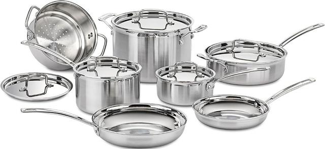Cuisinart 12-Pcs Multiclad Pro Tri-Ply Stainless Cookware Set (MCP-12N)