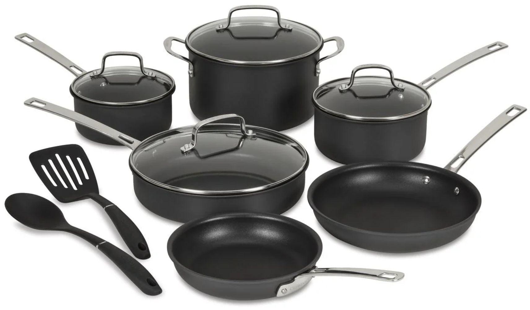 Cuisinart  DS92-12 Advantage Pro Dishwasher Safe Hard Anodized Cookware Set 12 Piece - Black - Excellent