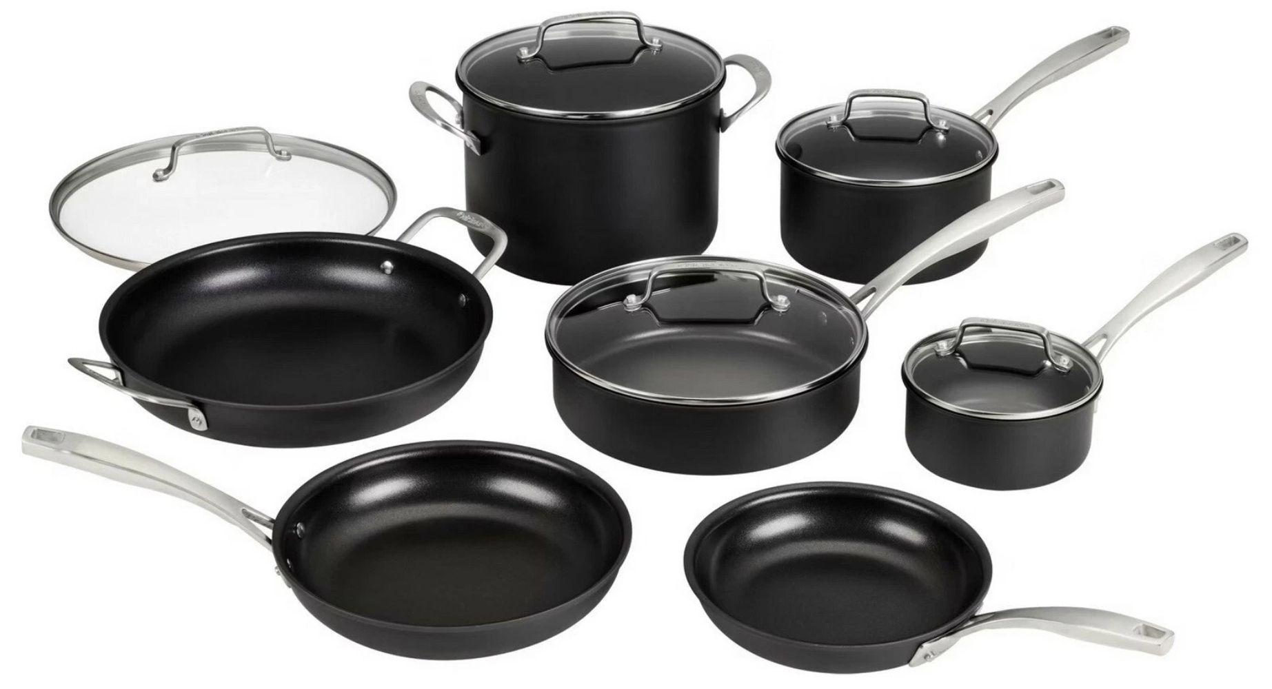 Cuisinart  DSHA-12 Nonstick Cookware Set Professional Hard Anodized Glass Lids 12-Piece - Black - Excellent