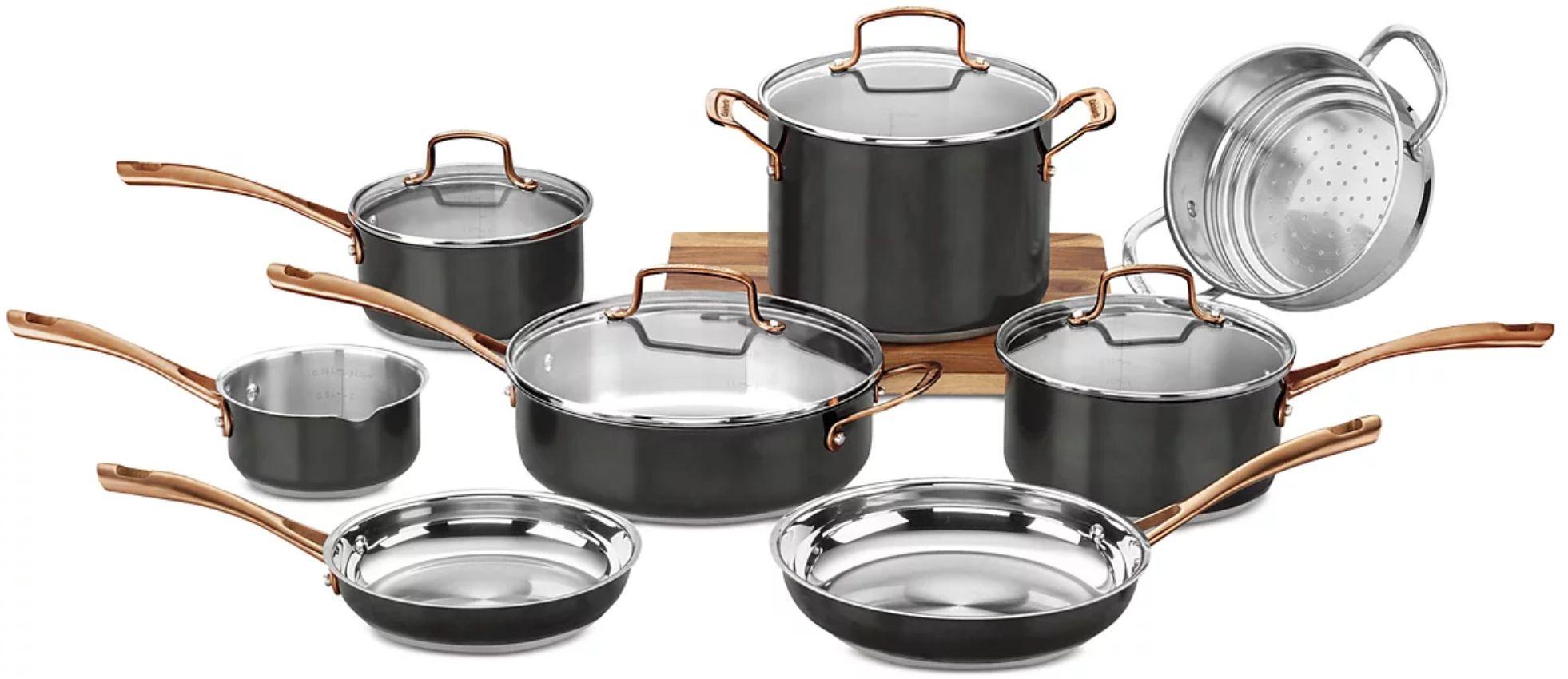 Cuisinart  Onyx 12-pcs Stainless Steel Cookware Set (MBS7-12) - Onyx Black & Rose Gold - Excellent