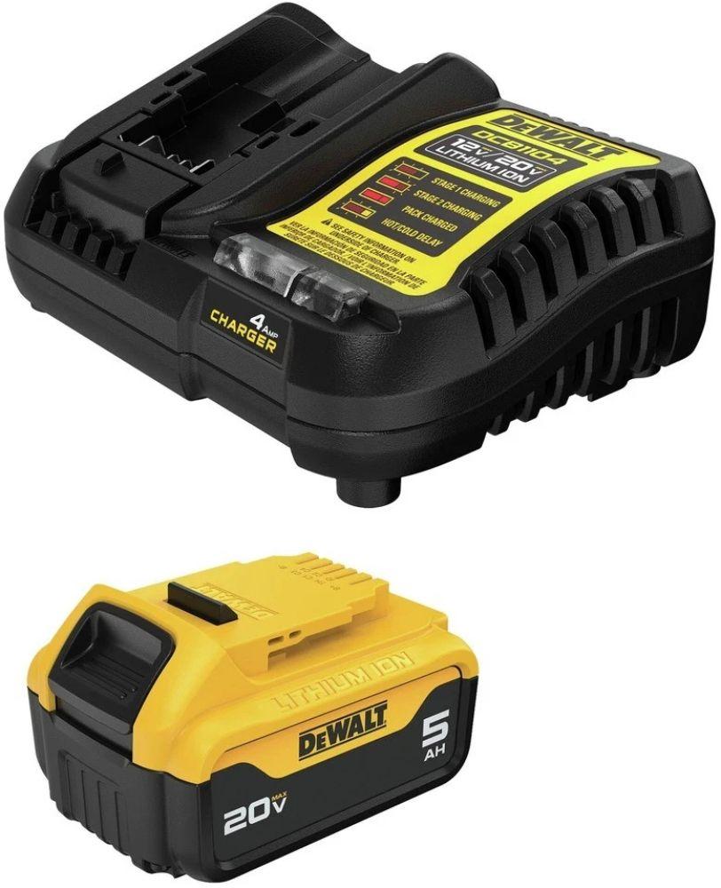 Dewalt  DCB205CR 20V MAX 5.0 AH Lithium-Ion Battery and Charger Kit - Yellow/Black - Excellent