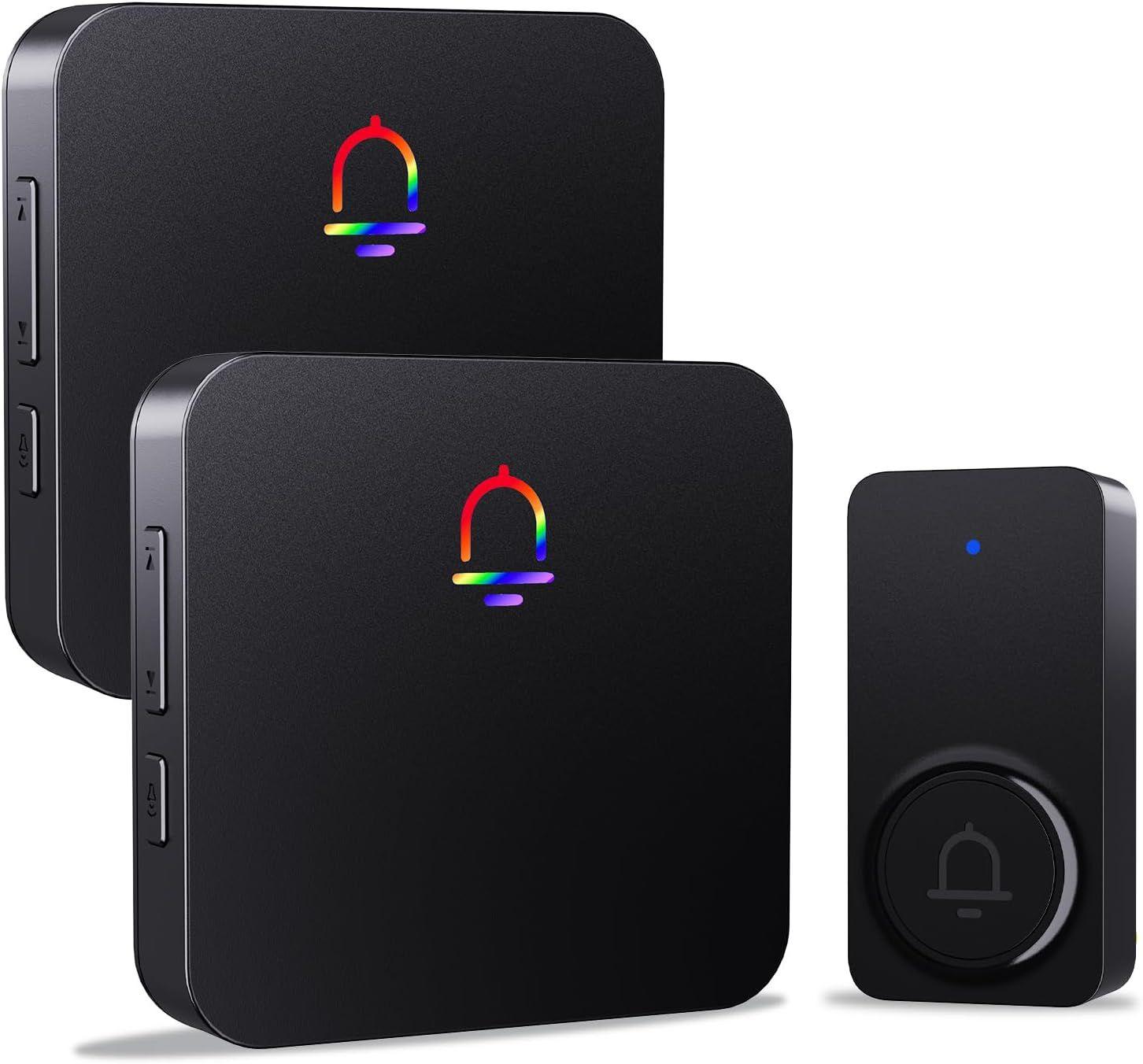 Fansitc  Wireless Doorbells for Home with 2 Plug-In Receivers - Black - Excellent