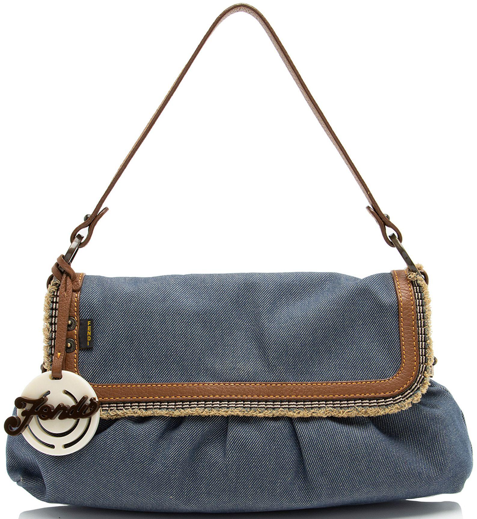 Fendi Vintage Denim Chef Shoulder Bag - Blue - Denim - Good