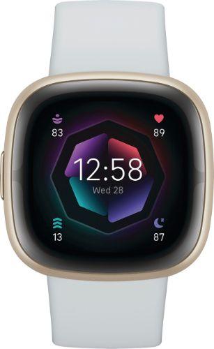 Fitbit Sense 2 Health and Fitness Smartwatch - 40mm - Soft Gold - Aluminum - Blue Mist - Silicone Band - Silicone - Excellent