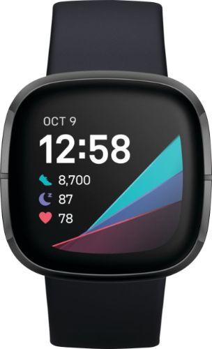 Fitbit Sense Advanced Health Smartwatch - Graphite-Stainless Steel-Silicone Band-Carbon - 40mm - Graphite - Stainless Steel - Carbon - Silicone Band - Silicone - Excellent