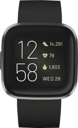 Fitbit Versa 2 Health and Fitness Smartwatch - Carbon-Aluminum-Classic Wrist Band-Black - 40mm - Carbon - Aluminum - Black - Classic Wrist Band - Silicone - Excellent