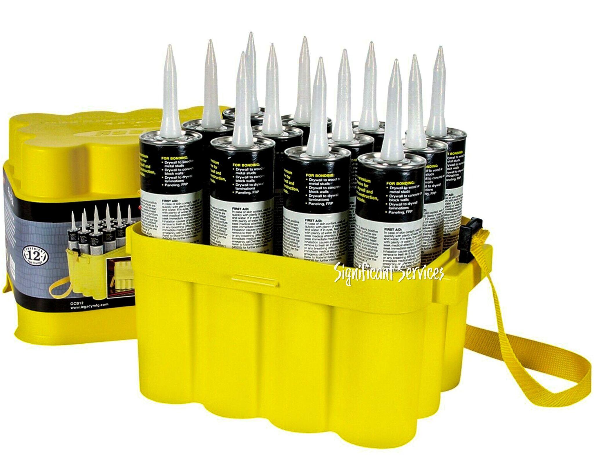 Flexzilla Legacy GCB12 Porta-Pak Grease Caulk Tube Storage Carry Box Case (12 Pack) - Yellow - Premium