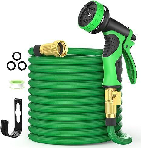 Ghose 50ft Expandable Garden Hose 10 Function Nozzles AS007 - Green - Excellent