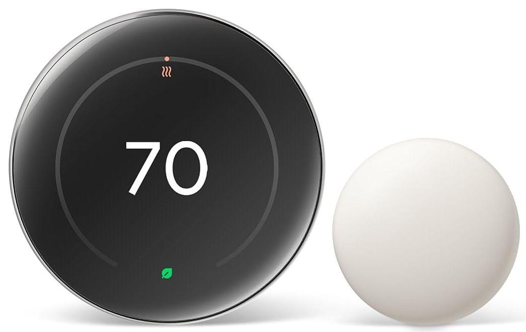 Google  Nest Learning Thermostat (4th Gen) with Nest Temperature Sensor (2nd Gen) - Silver - Premium