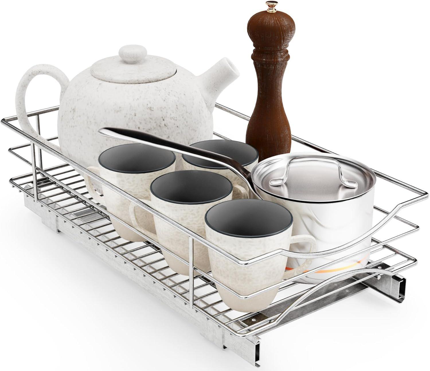 Home Zone Living  Kitchen Cabinet with Slide Out Drawer (11”W x 21"L) - Stainless Steel - Excellent