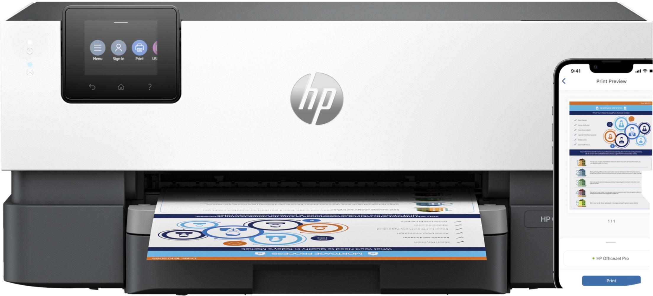 HP  OfficeJet Pro 9110b Wireless Printer with PDL Page Descriptive Language Support - White - Excellent