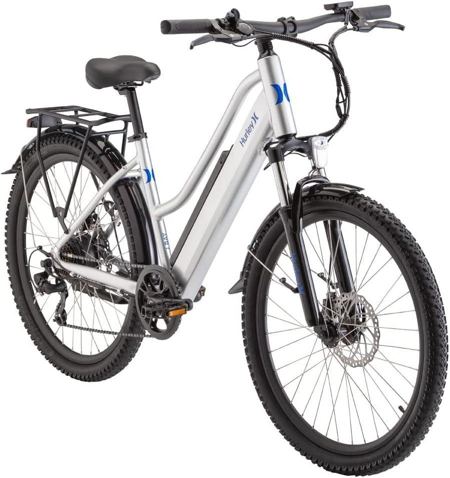 Hurley J-Bay E Electric E-Bike with 7 Speed and Disc Brakes - Silver - Excellent