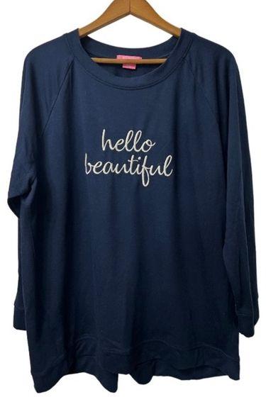 Isaac Mizrahi Women's Meredith Statement Tunic Long Sleeve L - Navy - Brand New