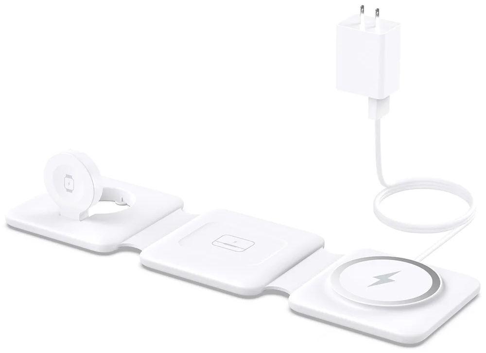 Iseyyox  3-in-1 Foldable Magnetic Charging Station for Apple Multiple Devices - White - Excellent