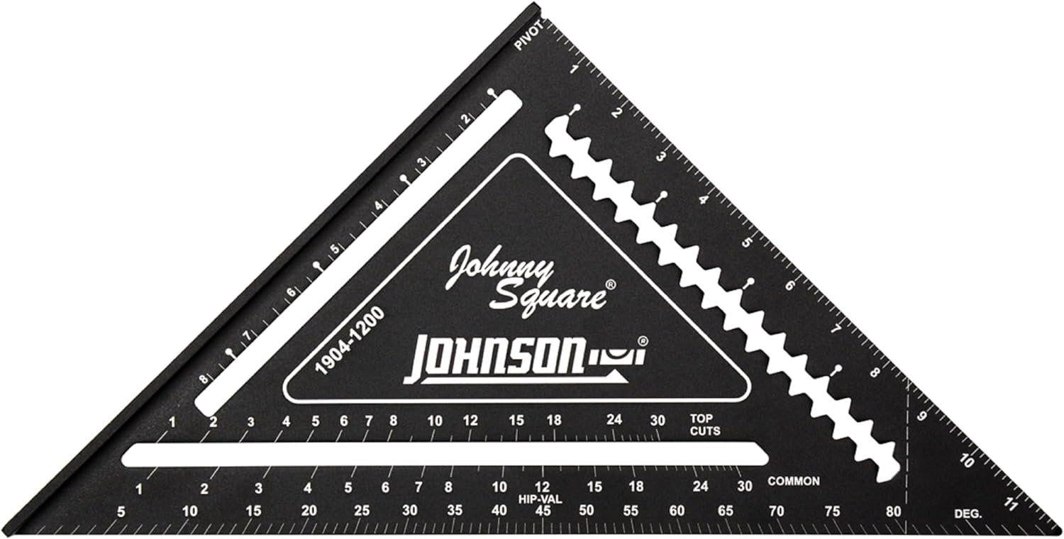Johnson  Level & Tool 1904-1200 Johnny Square Professional Aluminum Rafter Square - Black - Premium