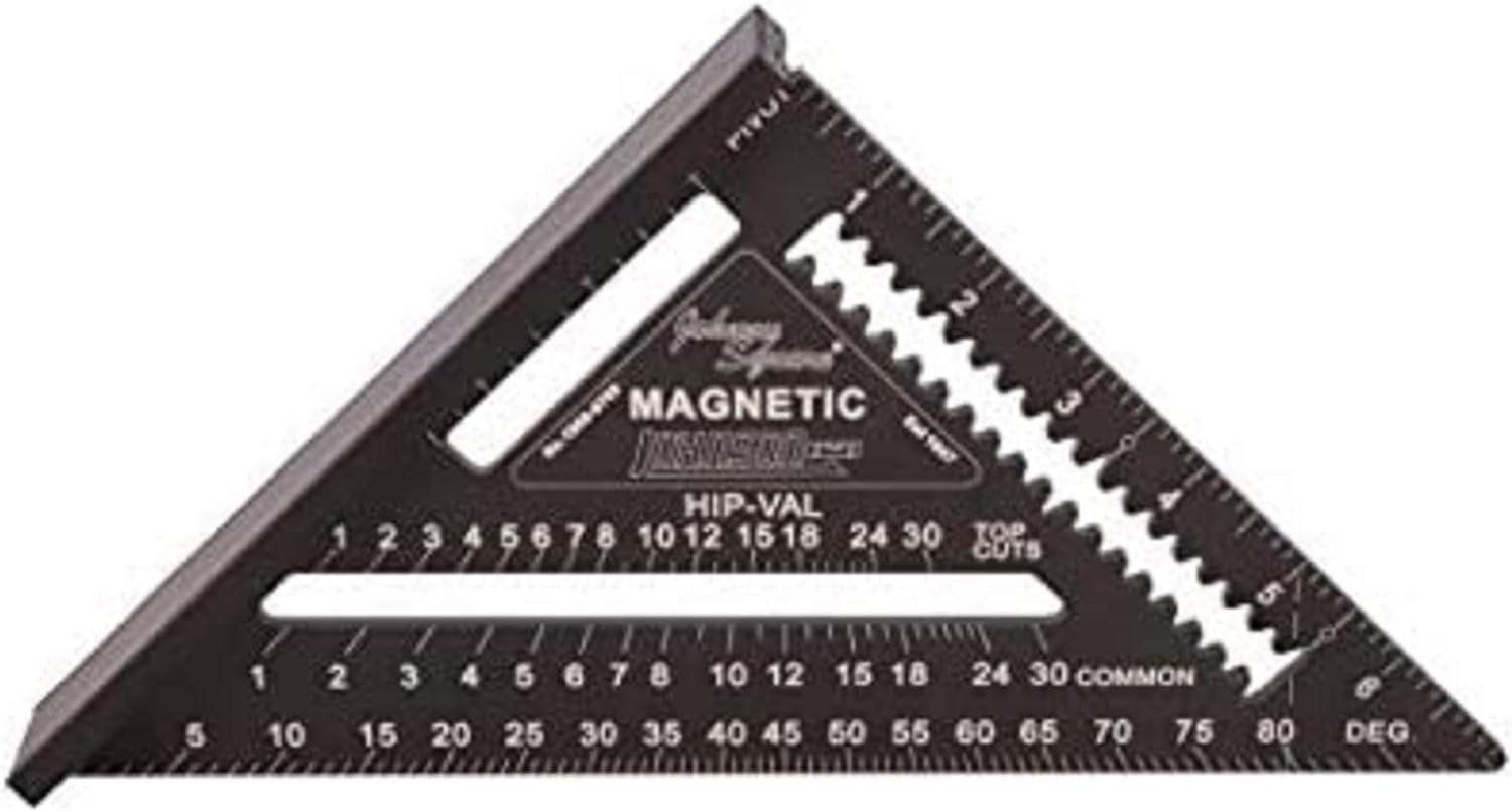 Johnson  Level & Tool 1959-0700 Magnetic Johnny Square Professional Aluminum Rafter Square - Black - Premium