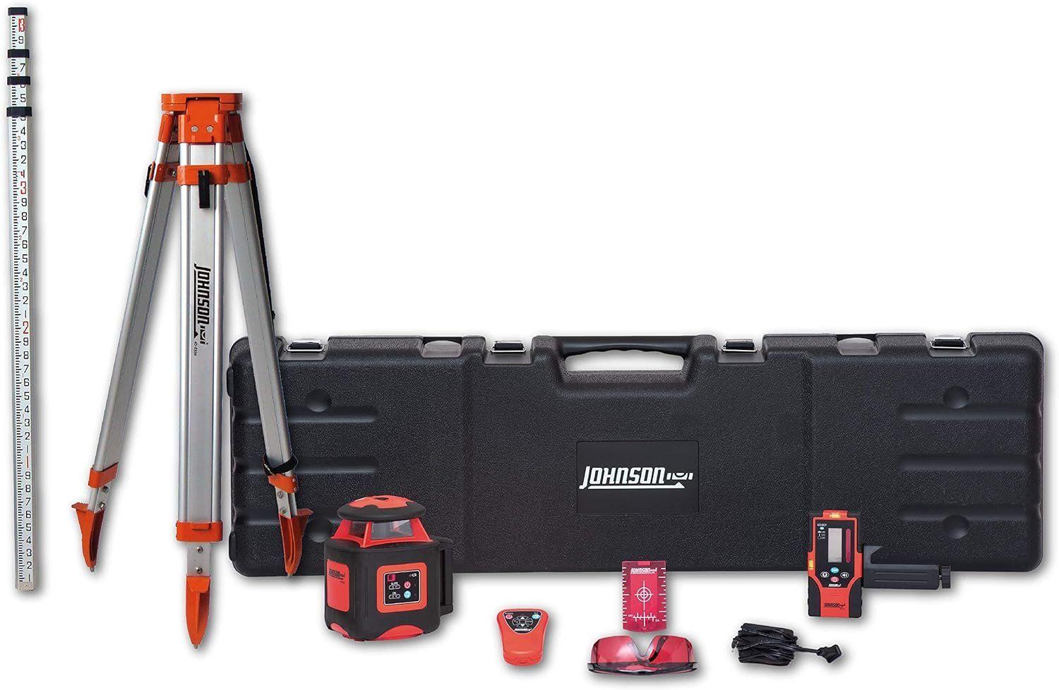 Johnson Level & Tool 40-6541 High Accuracy Dual Slope Rotary Laser System - Red - Premium