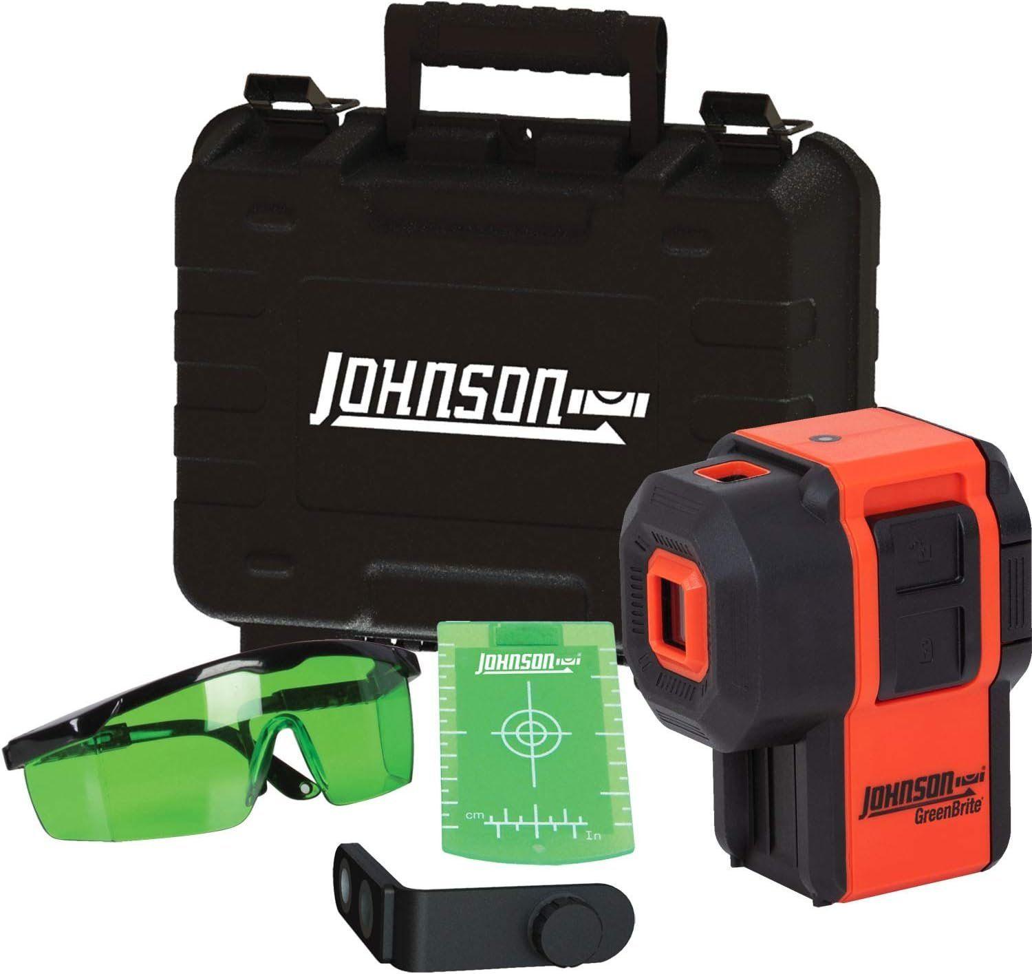 Johnson Level & Tool 40-6641 Self-Leveling 3 Dot Laser Kit w/ GreenBrite Technology - Green - Premium