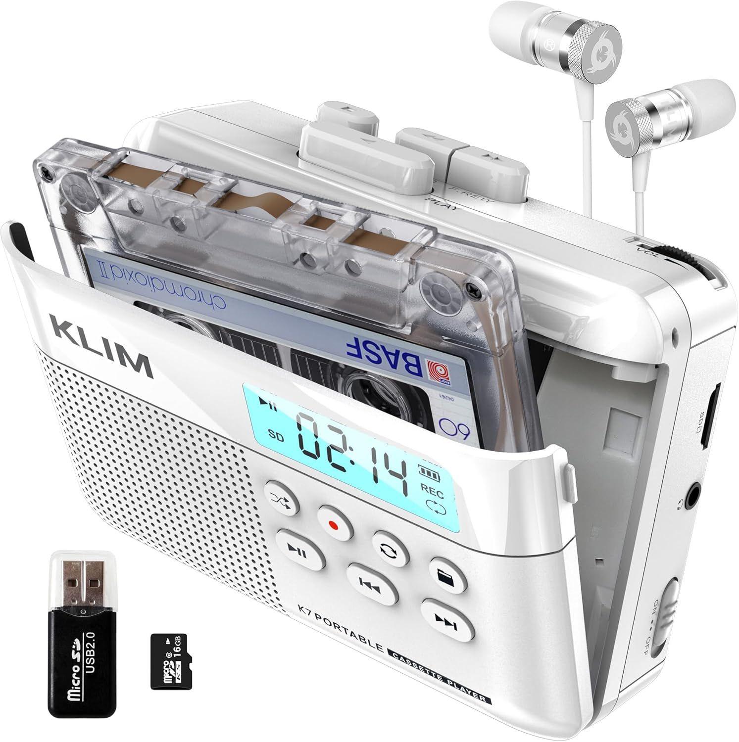KLIM  K7 Portable Cassette Tape Player + Digital MP3 Converter - White - Excellent