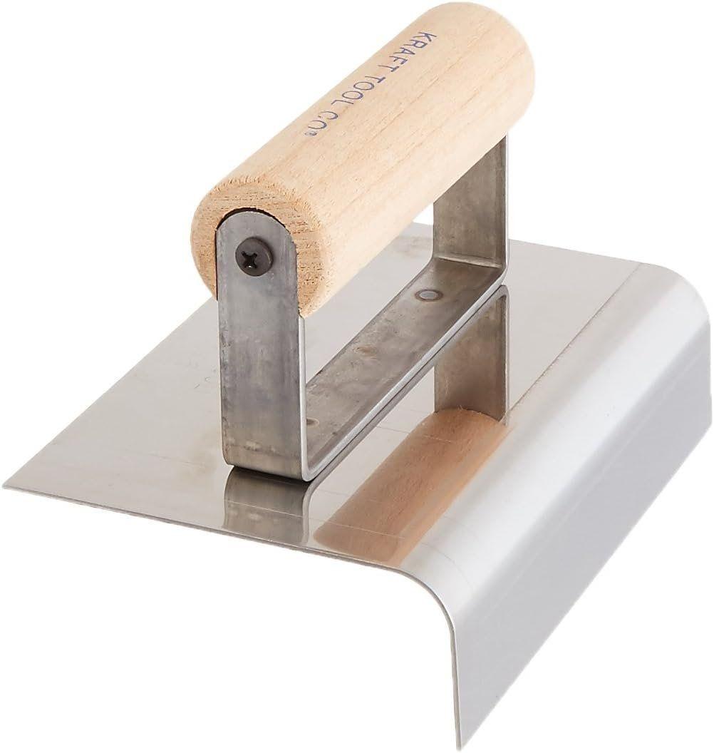 Kraft Tool  CF146 Radius Outside Curb and Sidewalk Tool with Wood Handle - Stainless Steel - Premium