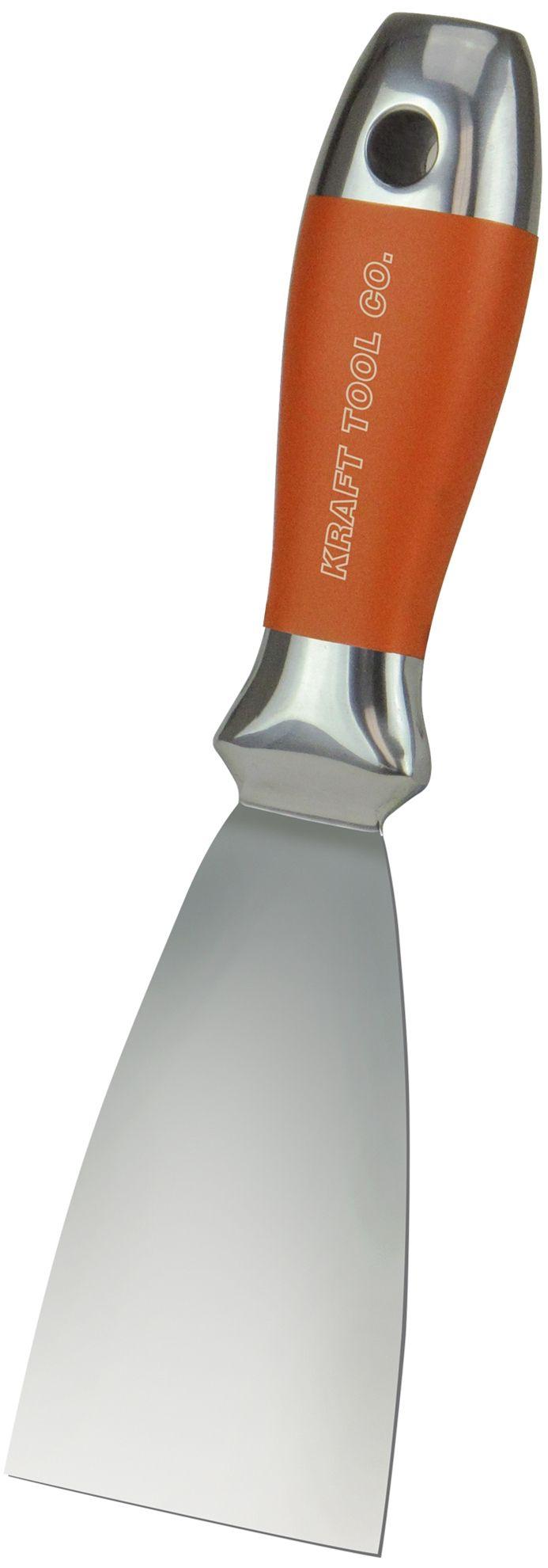 Kraft Tool Co. Elite Series⢠All Stainless Steel Putty Knife with Sure Grip Handle 2" (DW728PF) - Stainless Steel - Premium