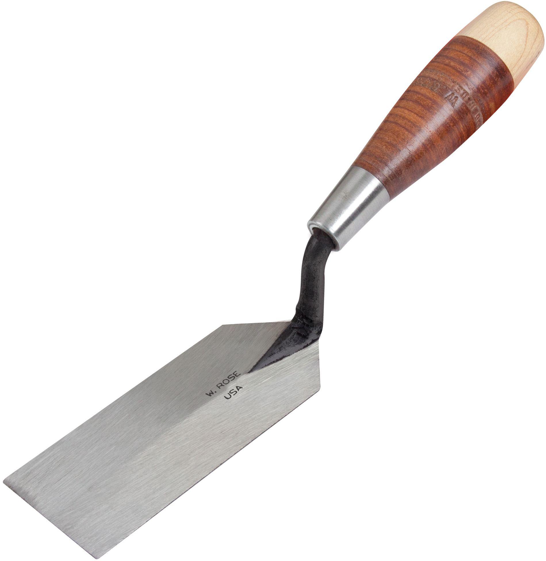 Kraft Tool Co.  W.Rose⢠Margin Trowel with Leather Handle 5" x 2" (RO58-5L) - Grey - Premium