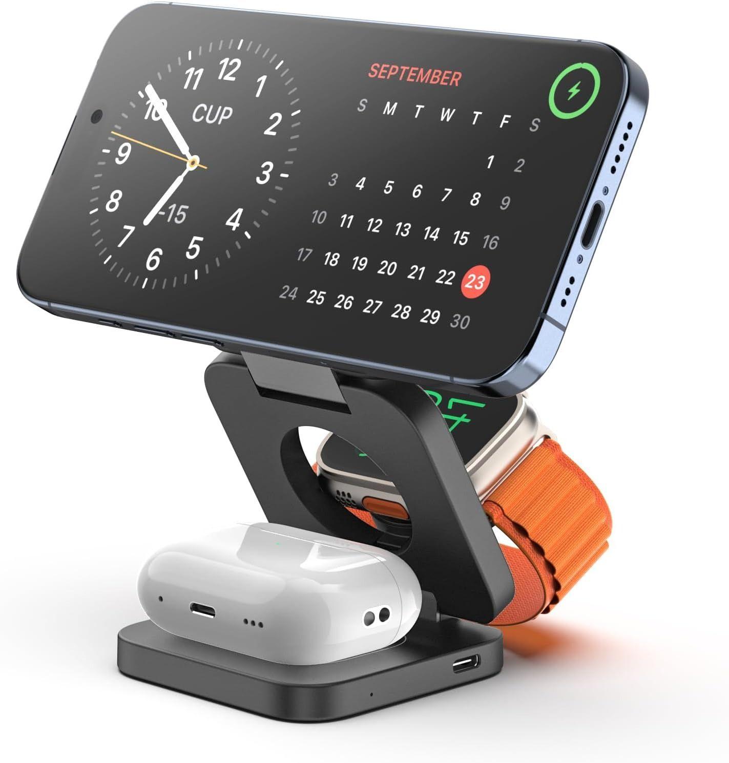 KU XIU X55 Fast Wireless Charger Magnetic Foldable 3-in-1