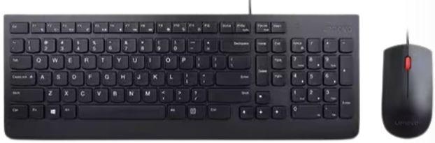 Lenovo Essential Wired Combo Keyboard and Mouse - Black - Excellent